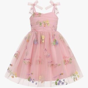 Toddler Pink Floral Embroidered Dress